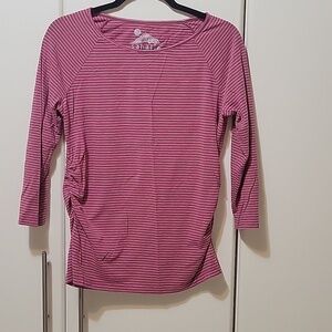 Sahalie Burgundy/grey stripe Long Sleeve Shirt Size Small